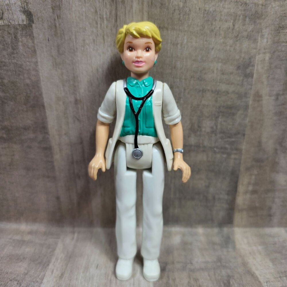 Playskool Dollhouse Doctor Nurse Vintage Woman Blonde Figure